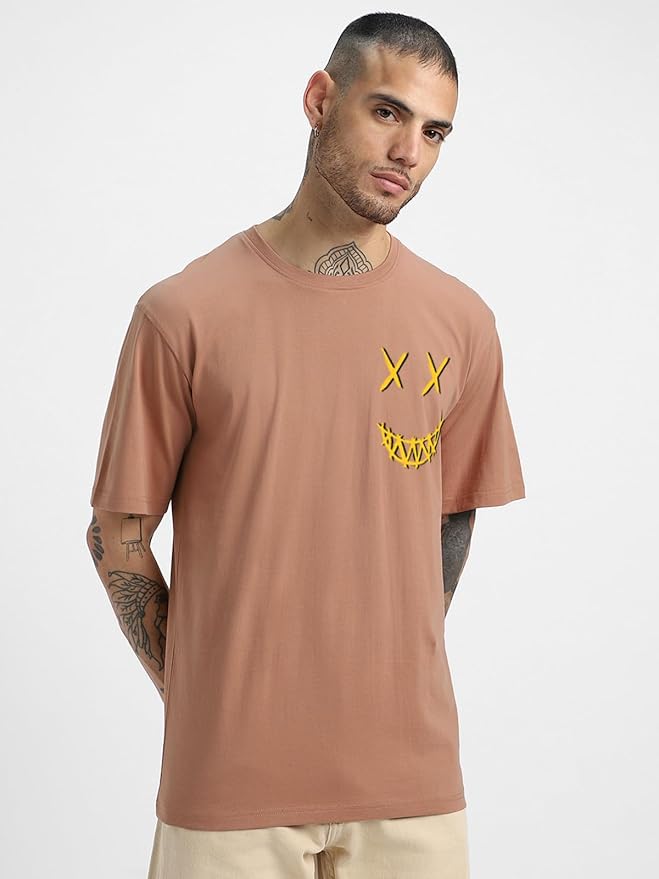 Pure Cotton Oversized Losse Fit Half Sleeve Printed Round Neck T-Shirt for Men