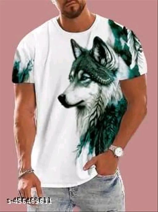 Printed Round Neck Cotton Blend White T-Shirt