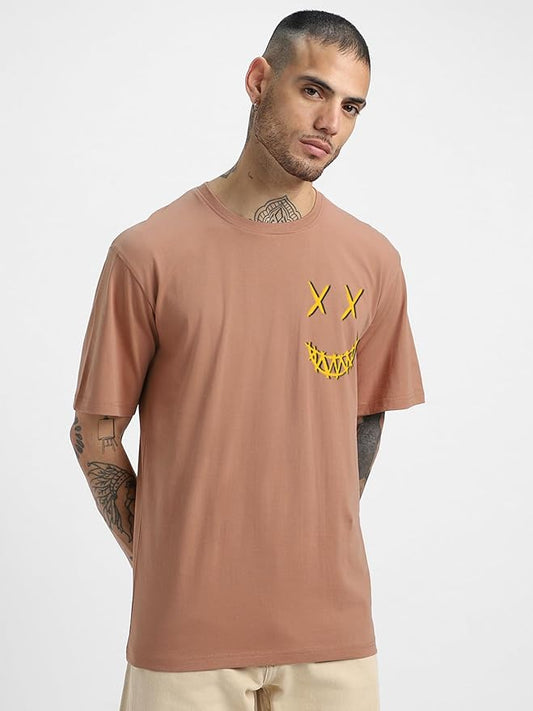 Pure Cotton Oversized Losse Fit Half Sleeve Printed Round Neck T-Shirt for Men