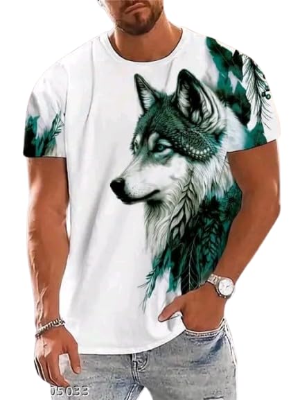 Printed Round Neck Cotton Blend White T-Shirt
