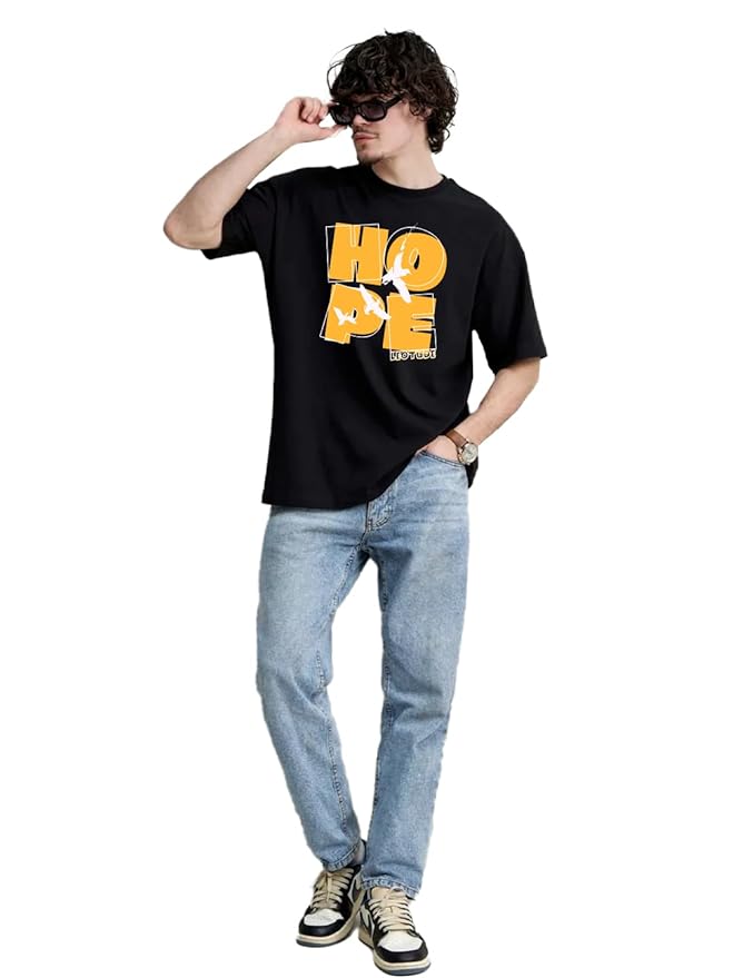 Men Typographic Print Round-Neck T-Shirt