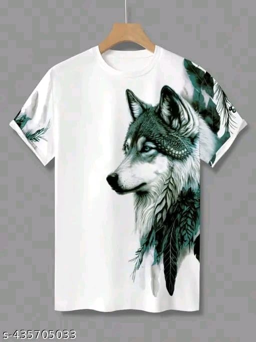 Printed Round Neck Cotton Blend White T-Shirt